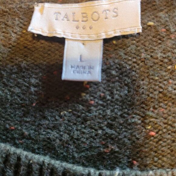 Talbots Green Sweater with Shoulder Buttons as Embellishment Women's Size Large - Picture 5 of 5
